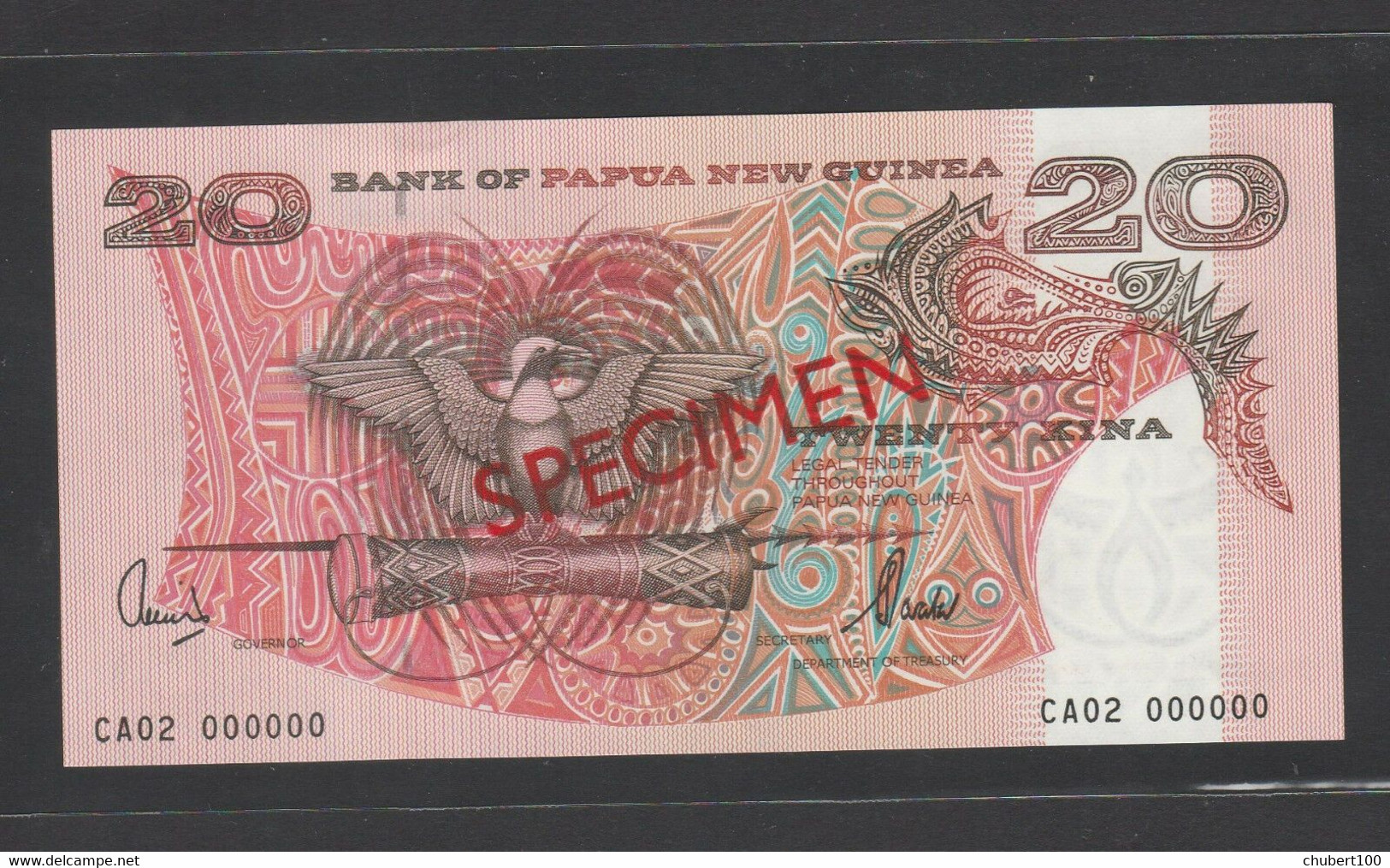 PAPUA ,  P 10es,   20 Kina  , 2002 ,  UNC Neuf , SPECIMEN , 2 Notes , 50% Discount - Papua-Neuguinea