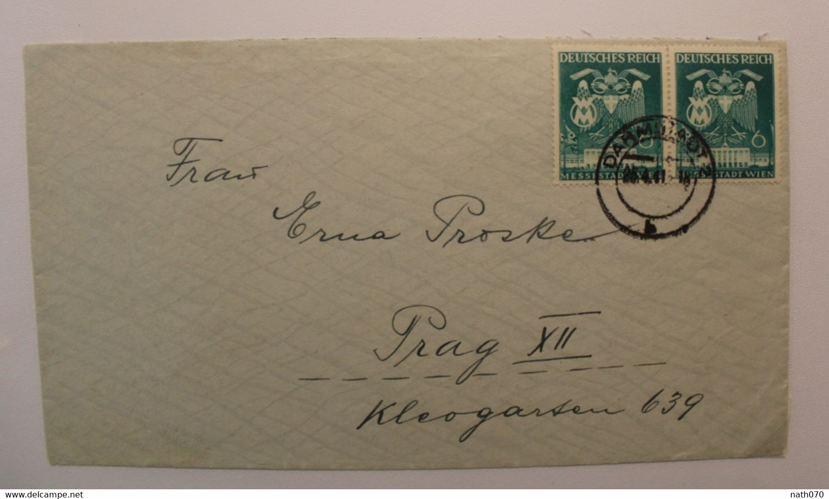 1941 Darmstadt Prag Cover Dt Reich Wk2 Deutsches Paar Paire - Lettres & Documents