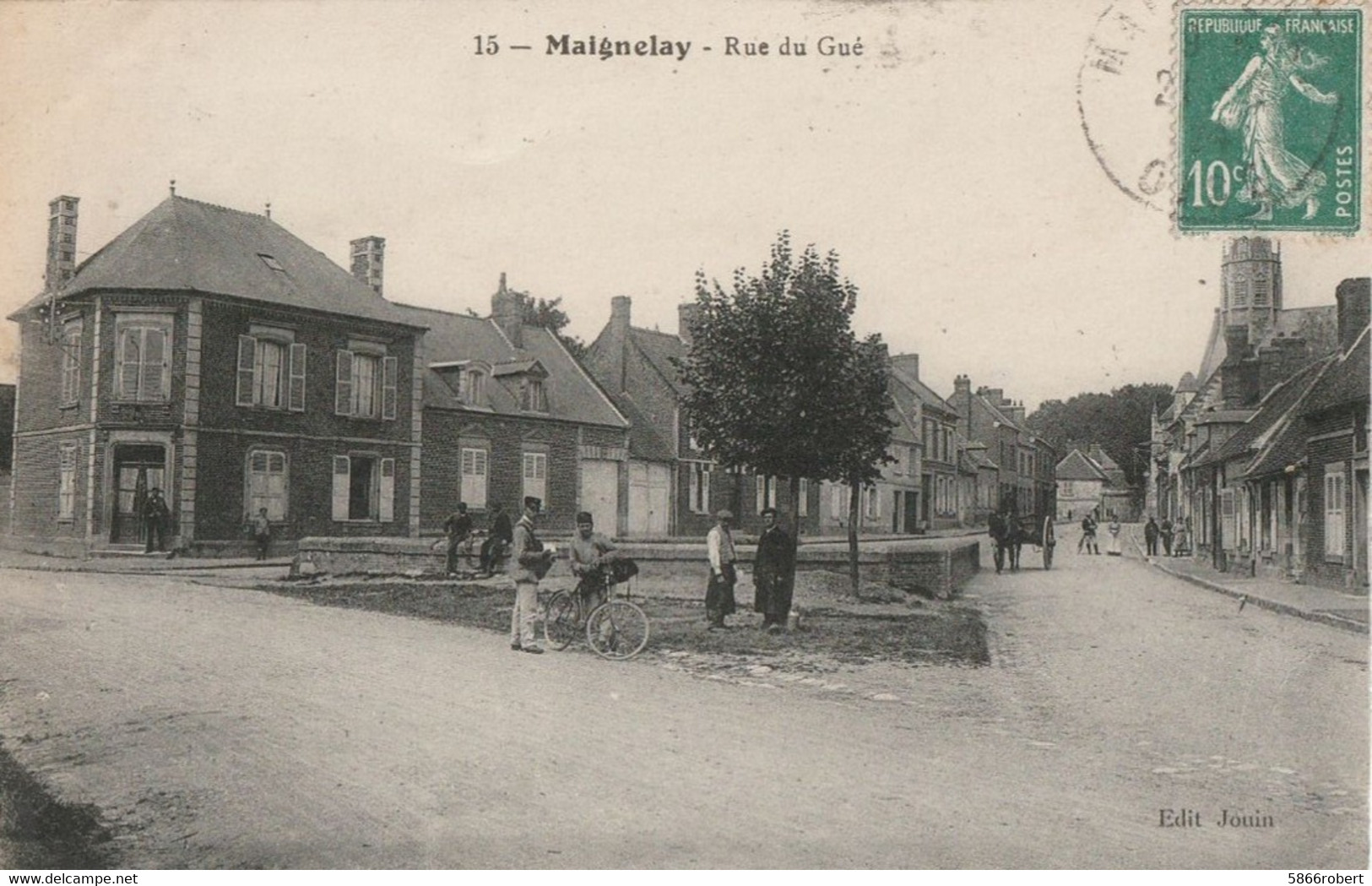 CARTE POSTALE ORIGINALE ANCIENNE : MAIGNELAY LA RUE DU GUE ANIMEE OISE (60) - Maignelay Montigny