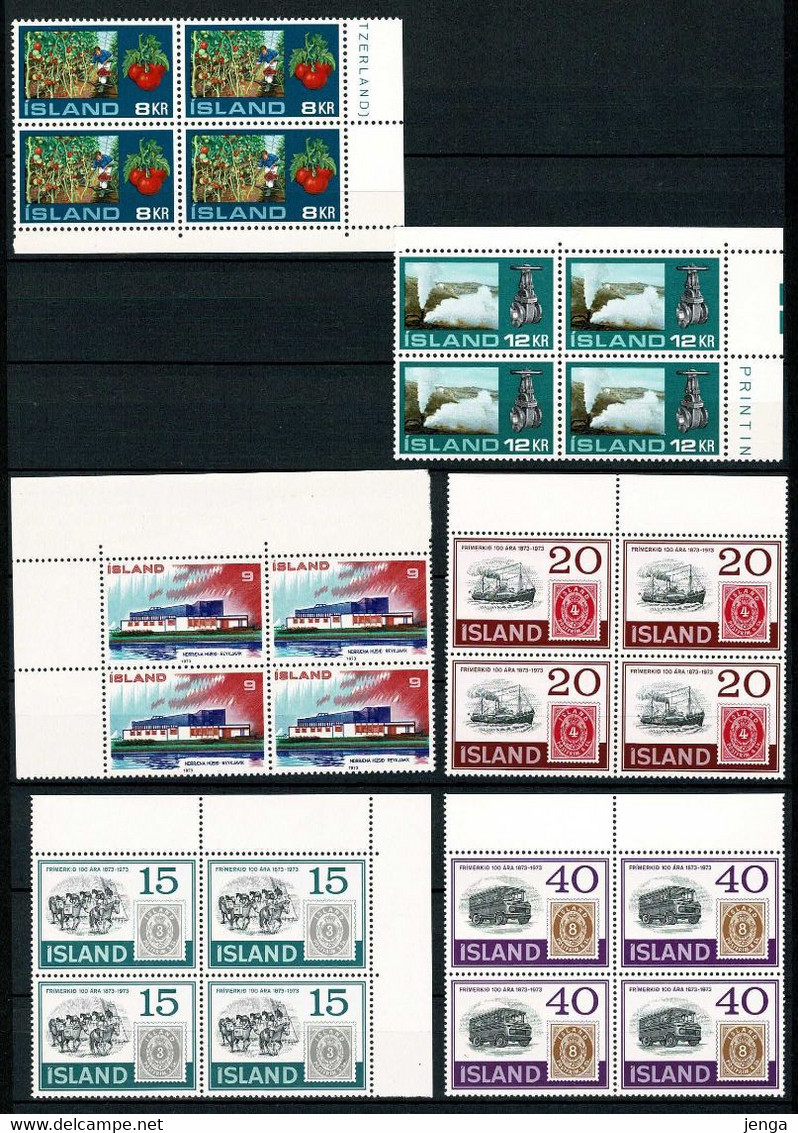 Iceland;  17 Blocks Of 4 With Margin; 1970s - 1980s; MNH (**). - Collections, Lots & Séries