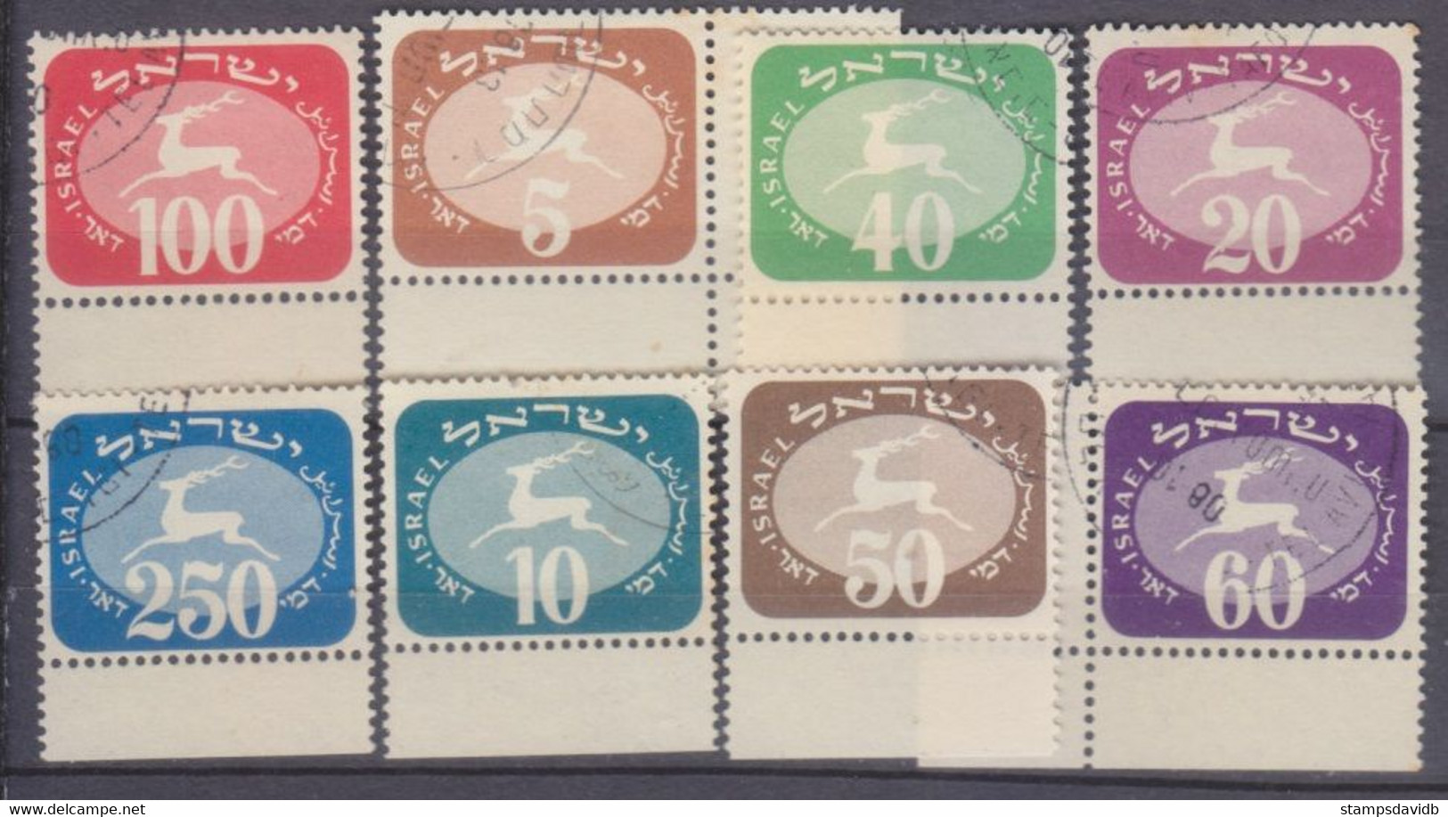 1952 Israel D12-D14,D16-D20Tab Postage Dues 19,00 € - Oblitérés (avec Tabs)