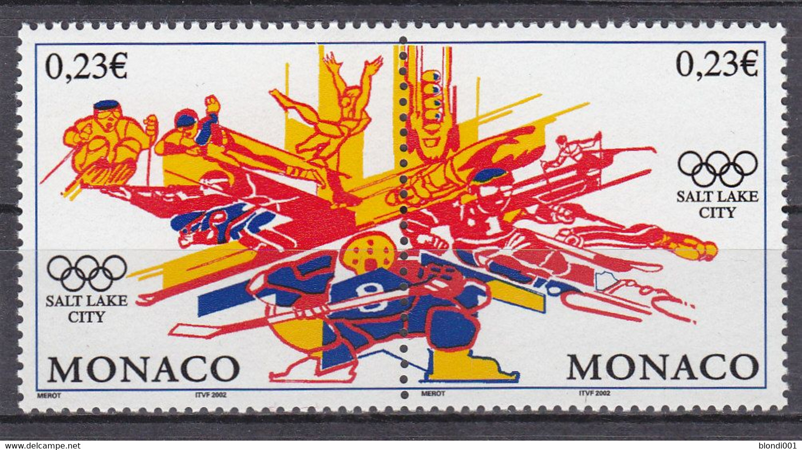 Olympics 2002 - Olympiques - Ice Hockey - MONACO - Pair MNH - Hiver 2002: Salt Lake City