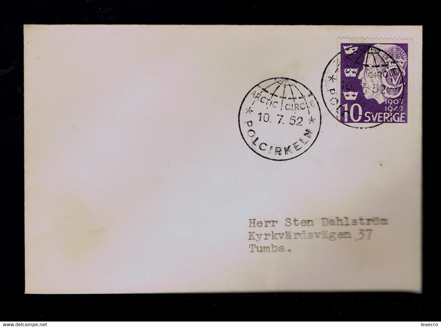 Gc6924 SWEDEN "Artic Circle POLCIRKELN" 1952 Geography North Polar View Mailed Tumba - Other & Unclassified