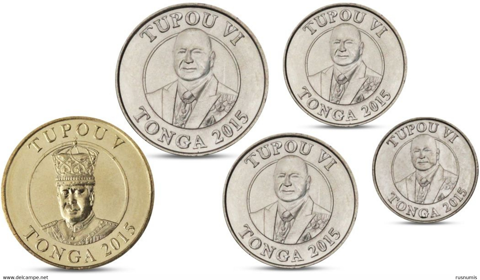 TONGA 5 COINS SET 5 - 10 - 20 - 50 SENITI - 1 PAANGA 2015 UNC - Tonga