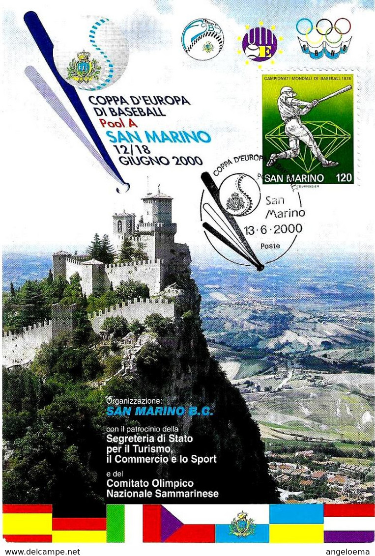 SAN MARINO - 2000 Coppa Europa BASEBALL Pool A Su Cartolina Speciale - 8293 - Storia Postale