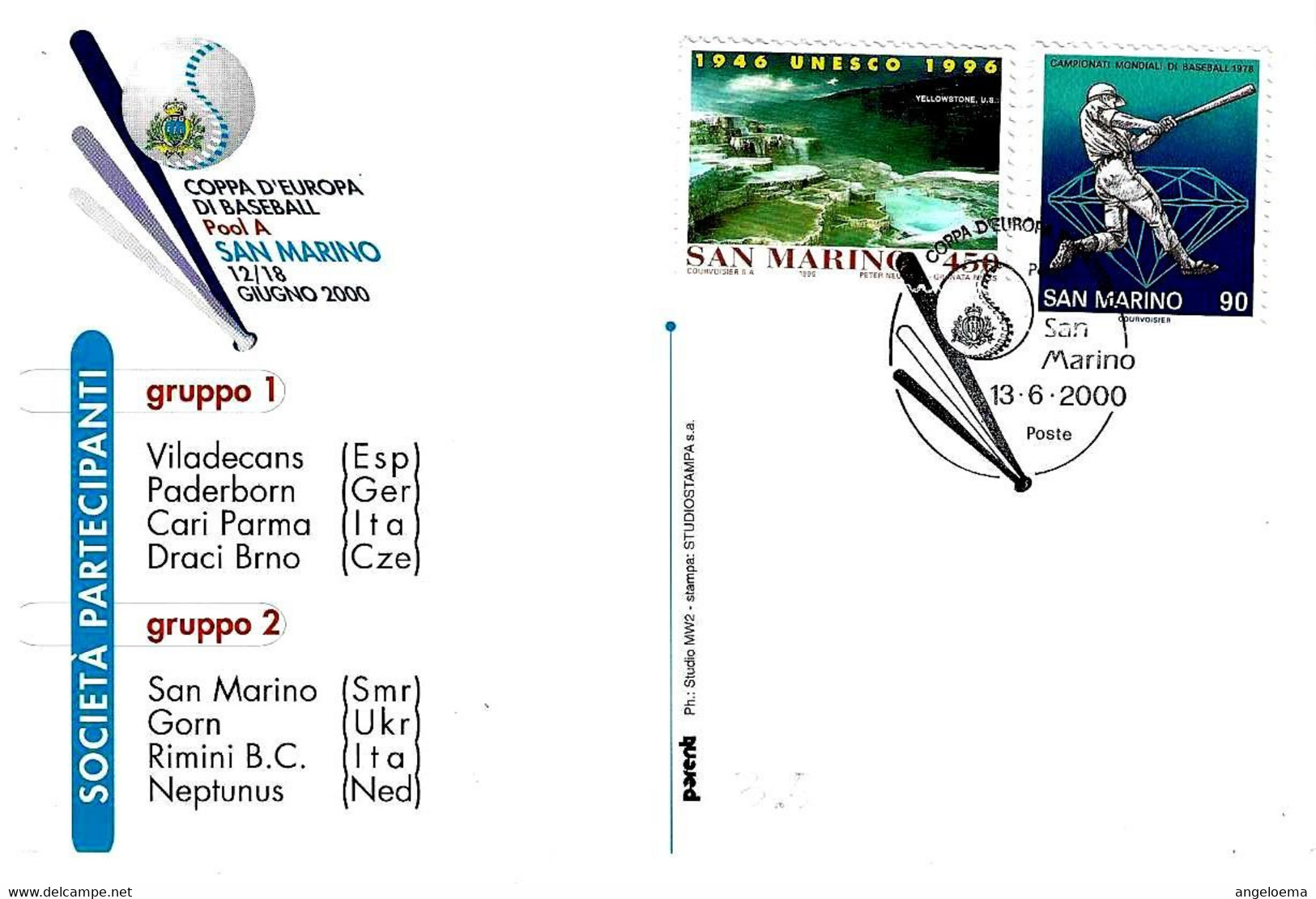 SAN MARINO - 2000 Coppa Europa BASEBALL Pool A Su Cartolina Speciale - 8293 - Storia Postale