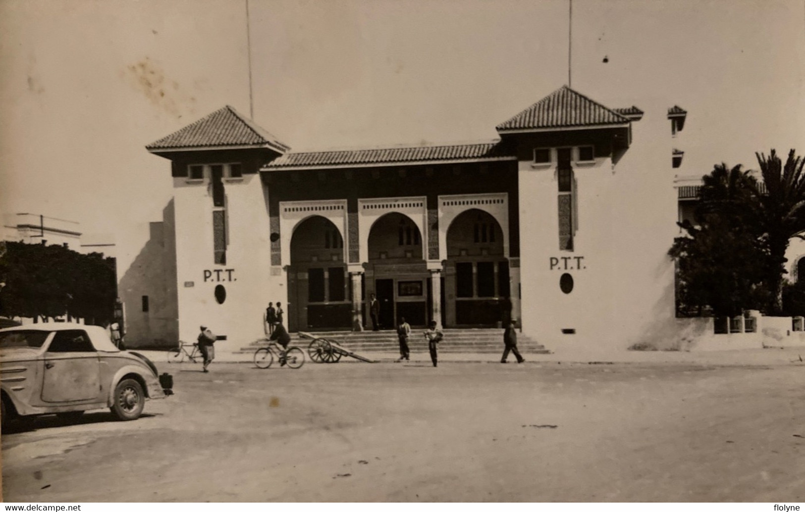 Mazagan - Cpa Carte Photo - La Place De La Poste - Ptt - Maroc Morroco - Autres & Non Classés