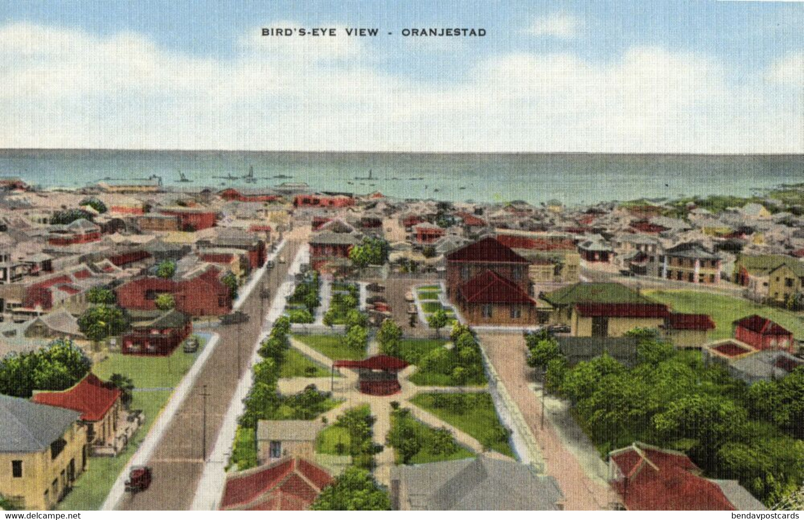 Aruba, N.W.I., ORANJESTAD, Bird's-Eye View (1940s) Postcard - Aruba