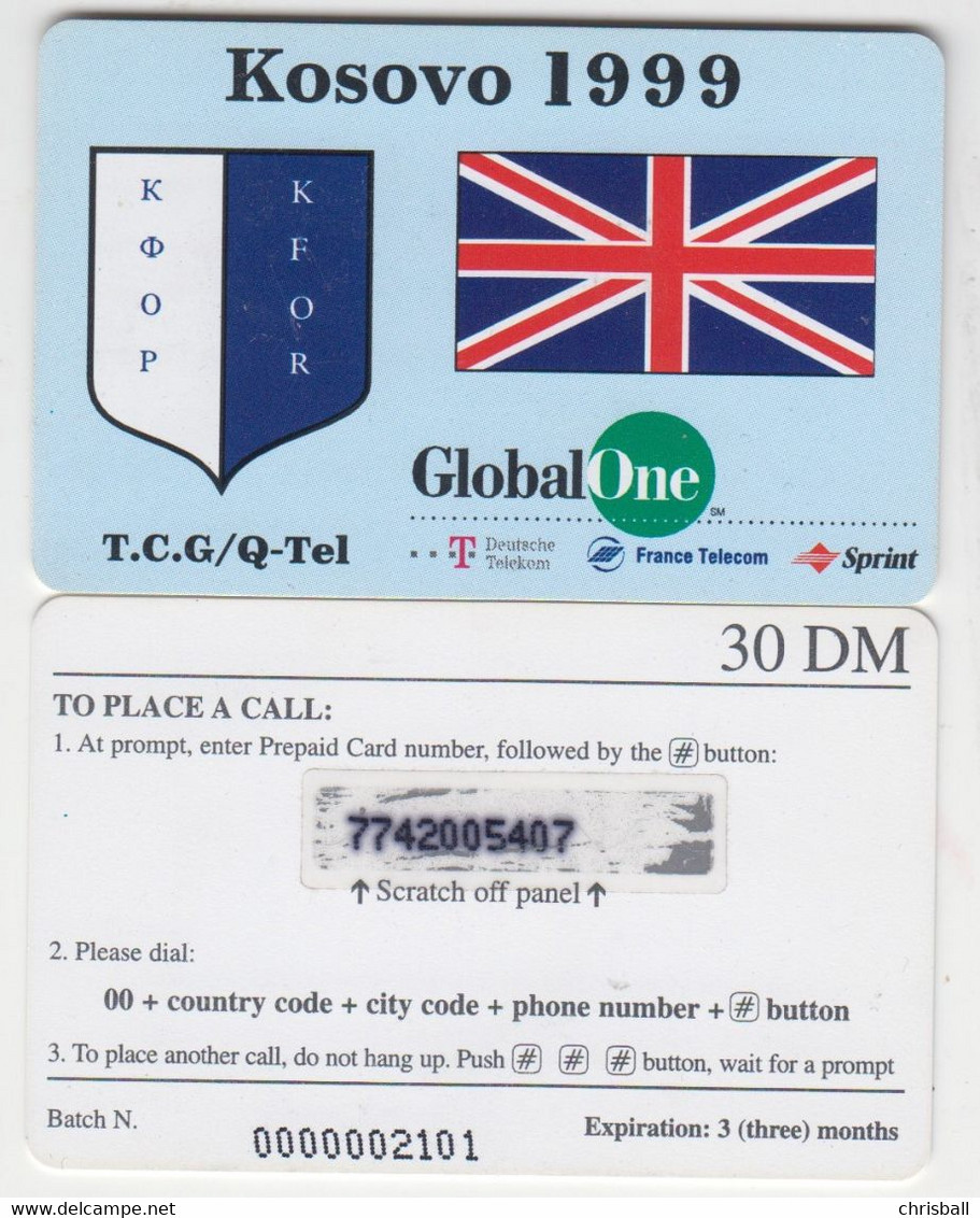 Kosovo 1999 Phonecard  'Global One' - Superb Fine Used 30DM - Kosovo