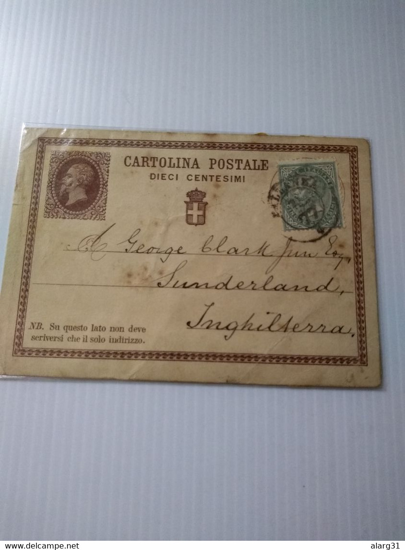 Italia 1877 Cartoline Intero Pallanza.england.stato See Photo Fbollo Adizionale.anullo Adiz.reverso E Recepzione.e7 Reg - Postwaardestukken