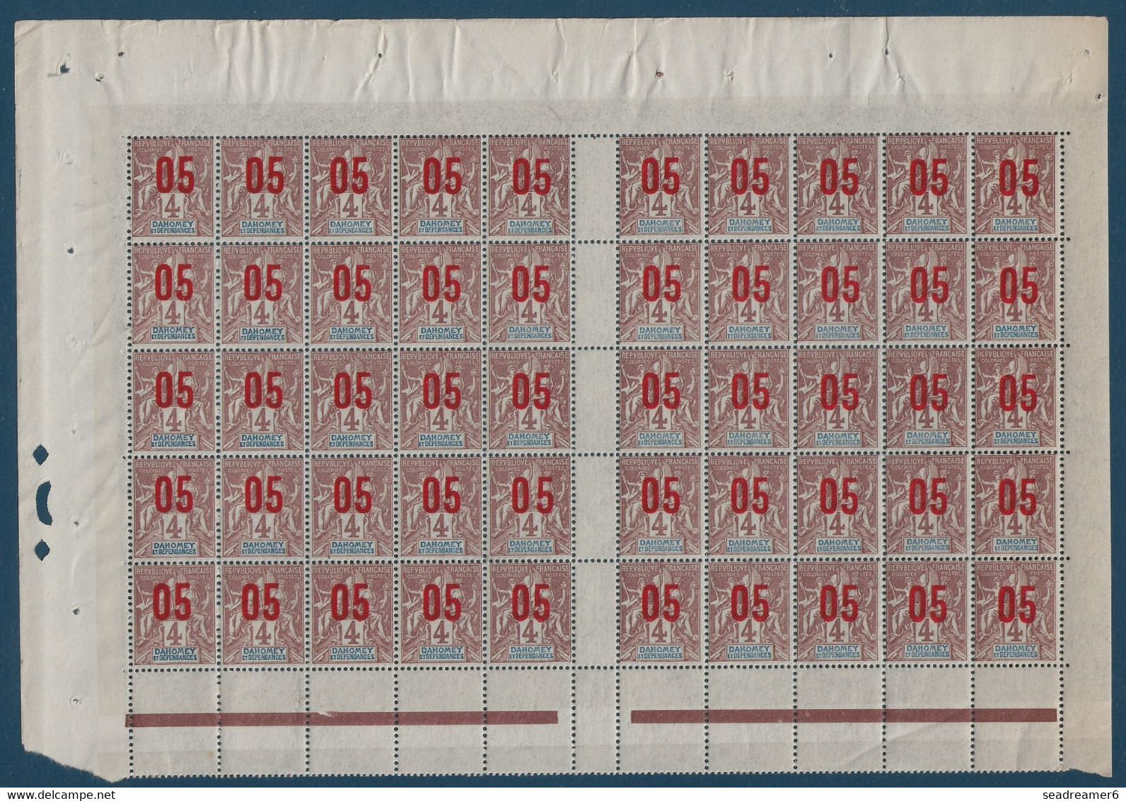 Colonies Type Groupe Dahomey Feuille Interpanneau N°34/34Aa**/* Sans Millésime 2 Variétés 0 & 5 Espacés Case 10 & 35 TTB - Unused Stamps