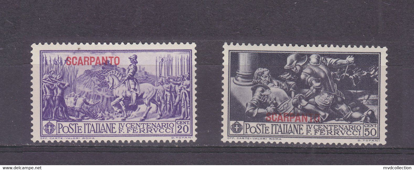 ITALY Lot CENTENARIO FERRUCCI Stamps Overprinted SCARPANTO 1930 VF MH Original Gum - Aegean (Scarpanto)