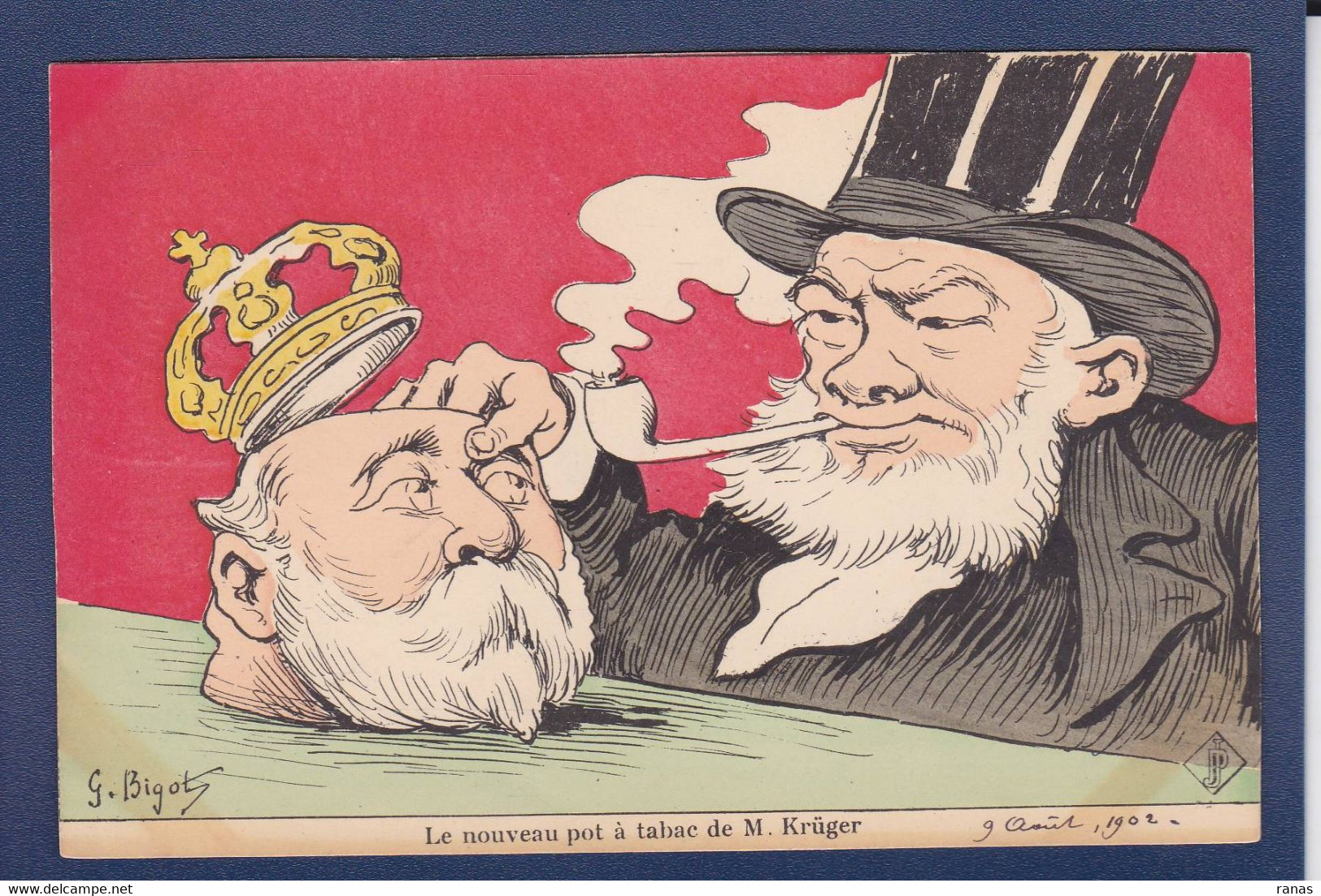 CPA Angleterre Royaume Uni Satirique Caricature Par Bigot Edouard VII Pot à Tabac Pipe Kruger - Other & Unclassified