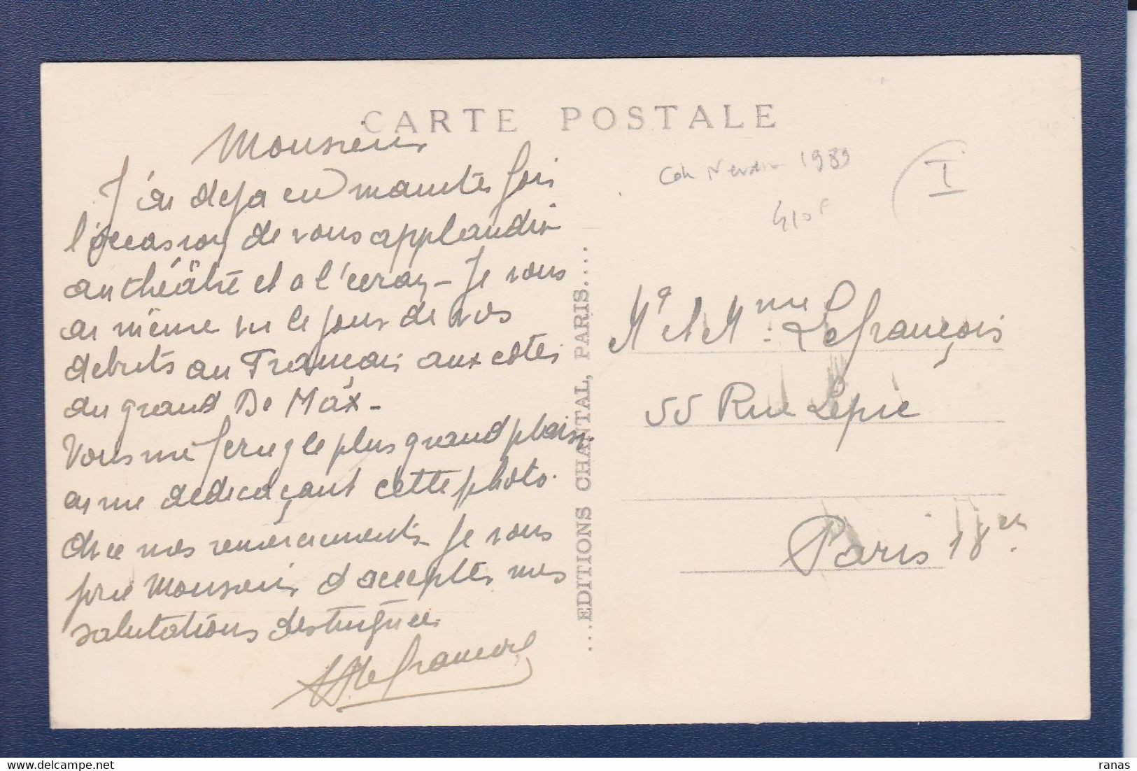 CPSM Signature Autographe Pierre Fresnay Voir Correspondance Dos - Autres & Non Classés