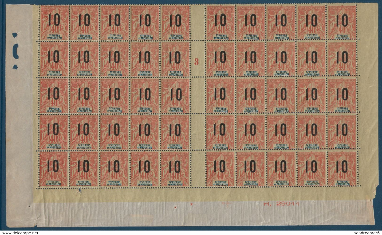 Colonies Type Groupe St Pierre & Miquelon Feuille Interpanneau N°101/101Aa**/* Millésime 3 Variété 1 & 0 Espacés  TTB - Ungebraucht