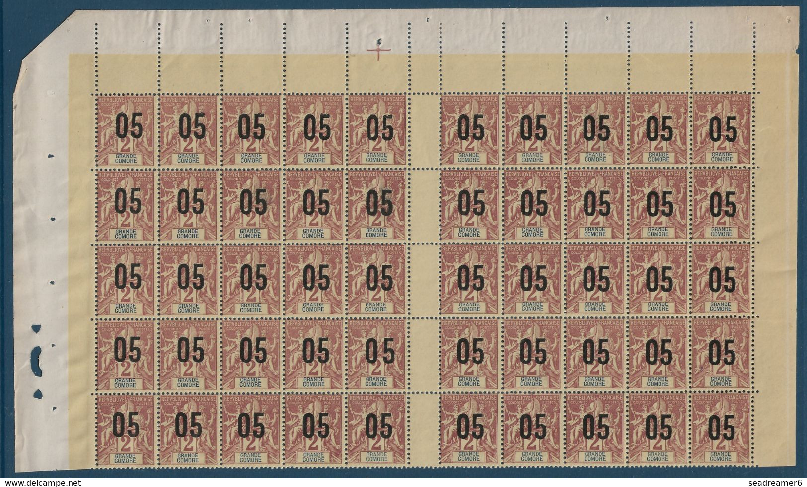 Colonies Groupe Grande Comore Feuille Interpanneau N°20/20Aa**/* Sans Millésime  Variétés 0 & 5 Espacés Case 10 & 35 TTB - Unused Stamps