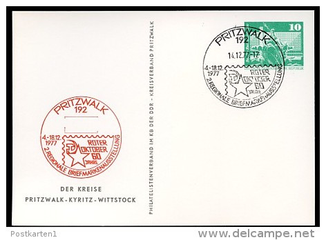 DDR PP16 D2/049 Privat-Postkarte AUSSTELLUNG Pritzwalk Sost. 1977  NGK 4,00 € - Private Postcards - Used