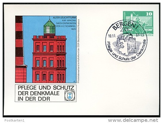 DDR PP16 B2/018 Privat-Postkarte LEUCHTTURM KAP ARKONA Bergen Sost.1981 NGK 4,00 € - Cartoline Private - Usati