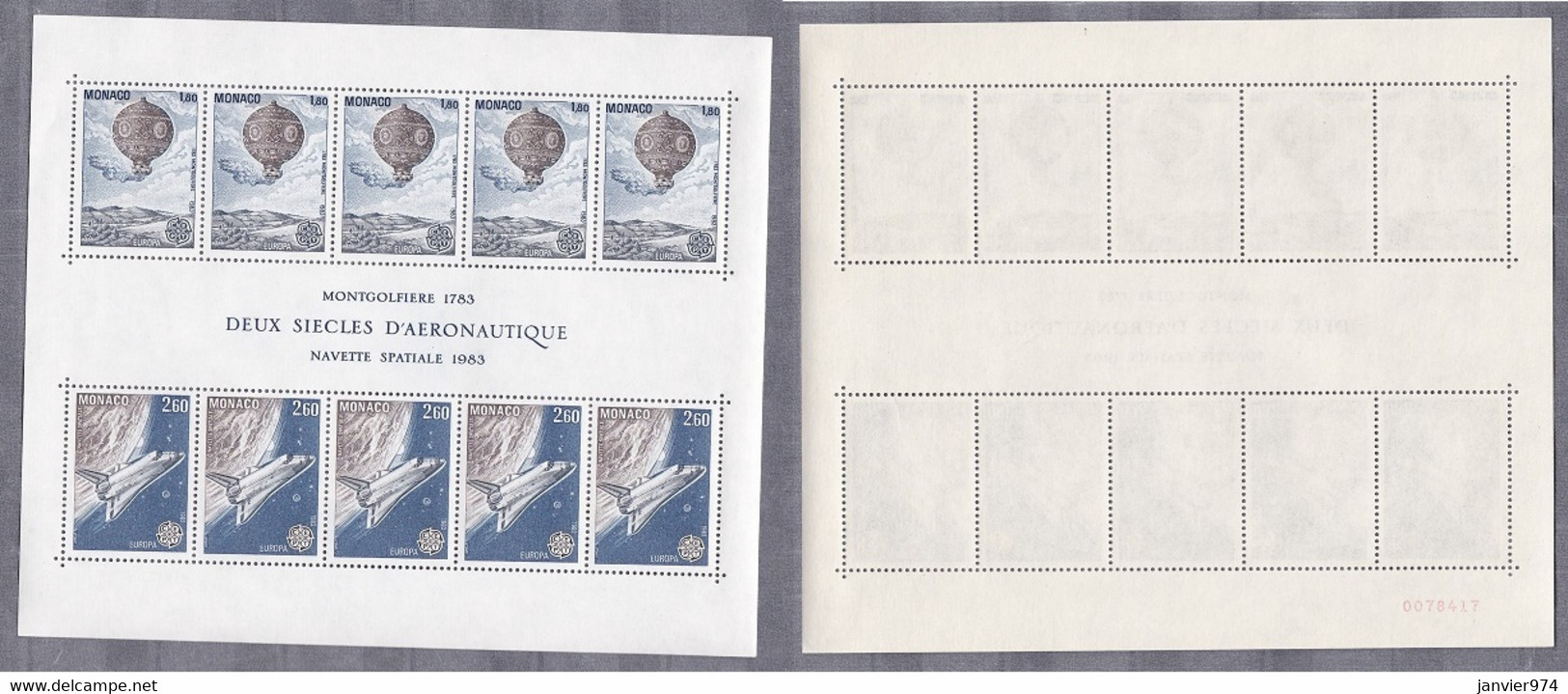 Monaco 1982 et 1983 . 100 timbres Neufs  sans trace de charnière , blocs , scans recto verso