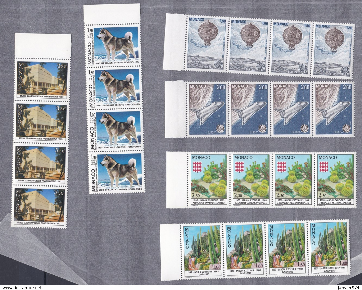 Monaco 1982 et 1983 . 100 timbres Neufs  sans trace de charnière , blocs , scans recto verso