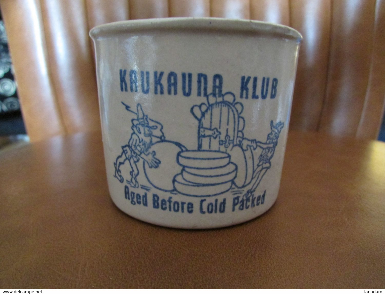 Vintage American Stoneware Cheese Jar  KAUKAUNA KLUB - Otros & Sin Clasificación
