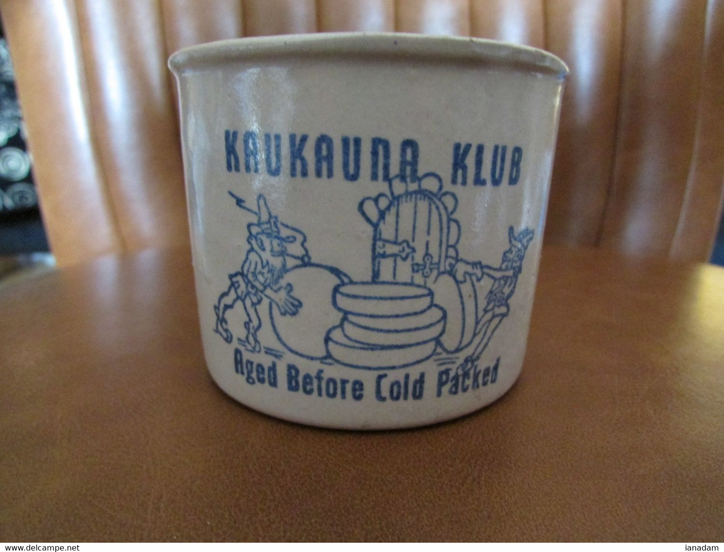 Vintage American Stoneware Cheese Jar  KAUKAUNA KLUB - Other & Unclassified