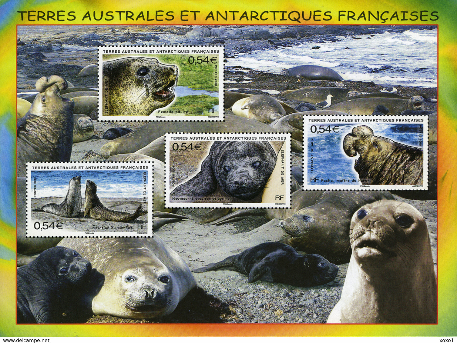 TAAF 2008  MiNr. 660 - 663(Block 19) Fr. Antarktis Marine Mammals Southern Elephant Seal S/sh MNH**  5.00 € - Faune Antarctique