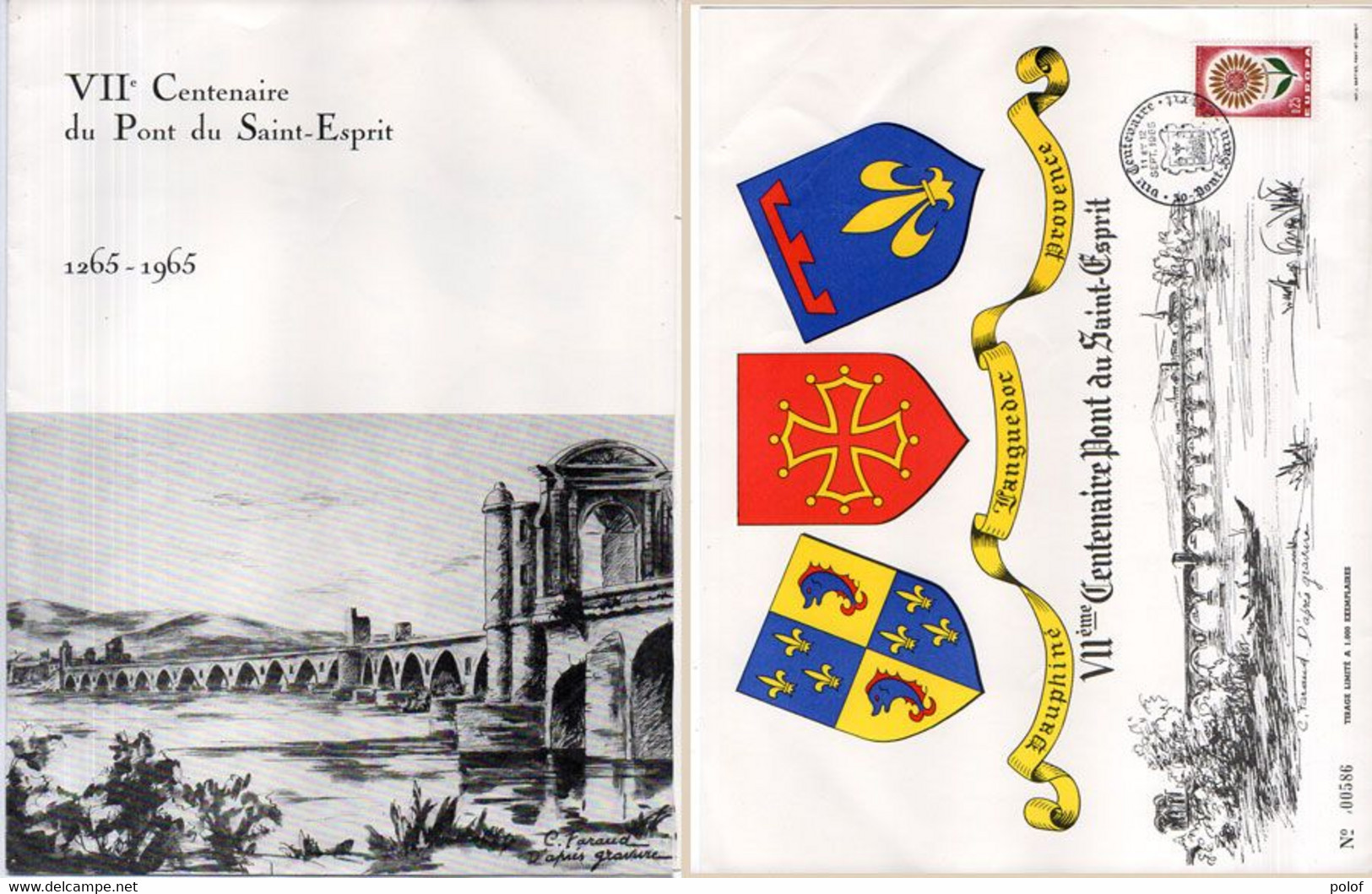 Souvenir Philatélique - VII° Centenaire Du Pont Saint Esprit - Gravures (C. Faraud)- Cachet Spécial -    (Divers 256) - Cartas & Documentos