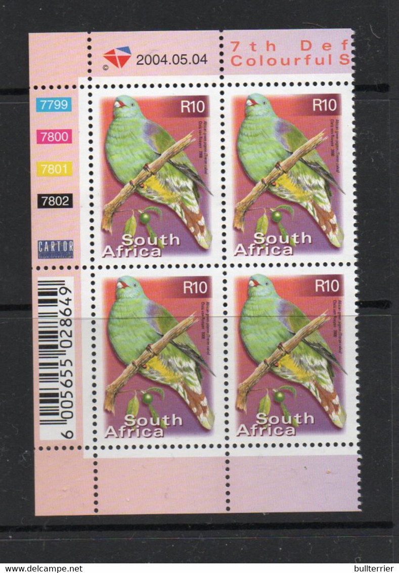 SOUTH AFRICA- 2000 - GREEN PIGEON R10 CORNER BLOCK OF 4 MINT NEVER HINGED,SG CAT £18 - Unused Stamps