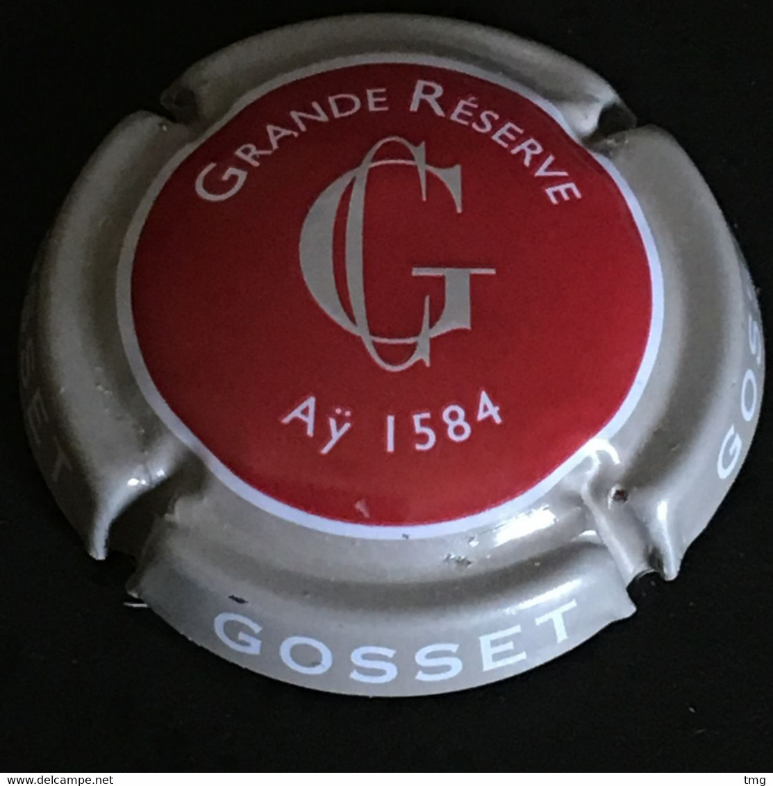 208 - 49a - Gosset, Grande Réserve, Rouge Et Blanc, Contour Grège, Aÿ 1854 (côte 2 Euros) Capsule De Champagne - Gosset
