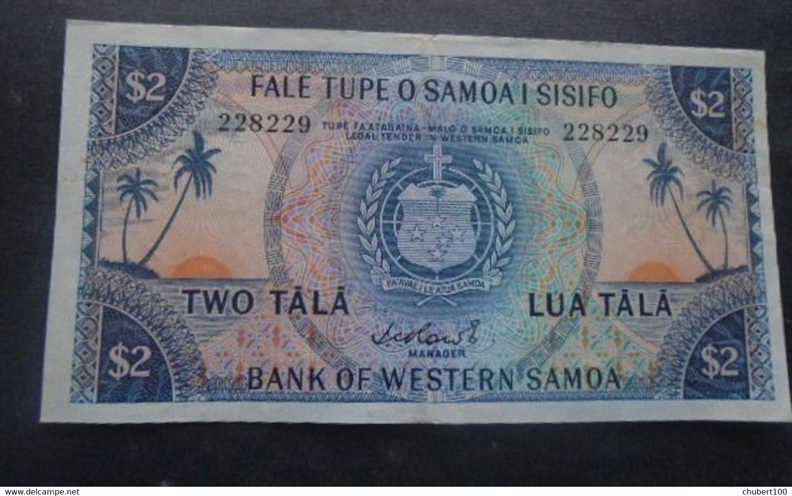 SAMOA ,,  P 17a , 2 Tala ,  ND 1967 , Almost UNC , Presque  Neuf ,  First Signature - Samoa