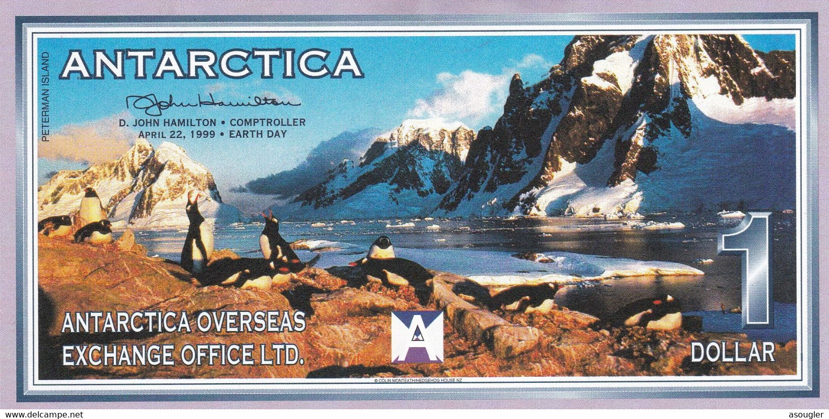 ANTARCTICA 1 DOLLARS 1999 UNC PRIVATE ISSUE "free Shipping Via Registered Air Mail" - Other - America