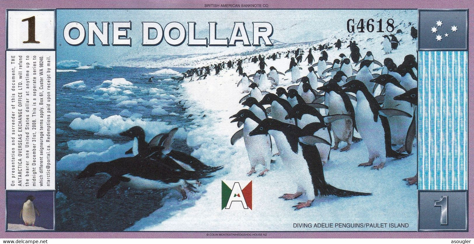 ANTARCTICA 1 DOLLARS 1999 UNC PRIVATE ISSUE "free Shipping Via Registered Air Mail" - Other - America