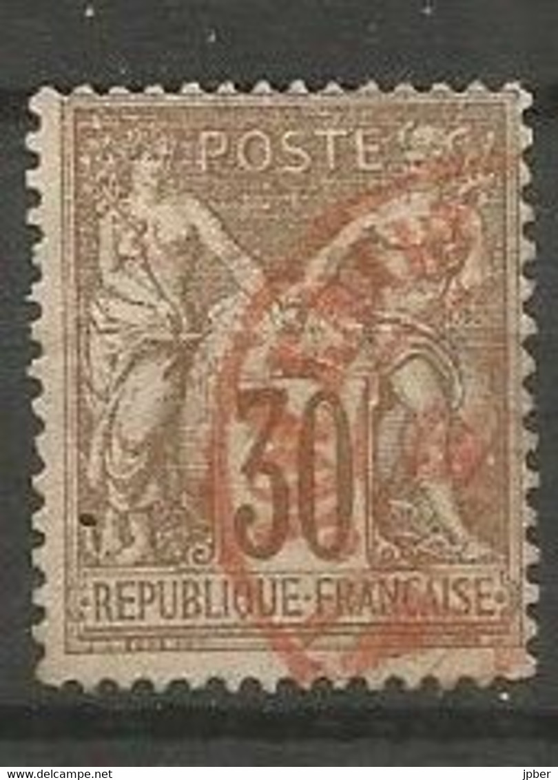 France - Type Sage - Type I (N Sous B) - N°69  30c. Brun Clair Obl. Rouge Des Imprimés - 1876-1878 Sage (Type I)