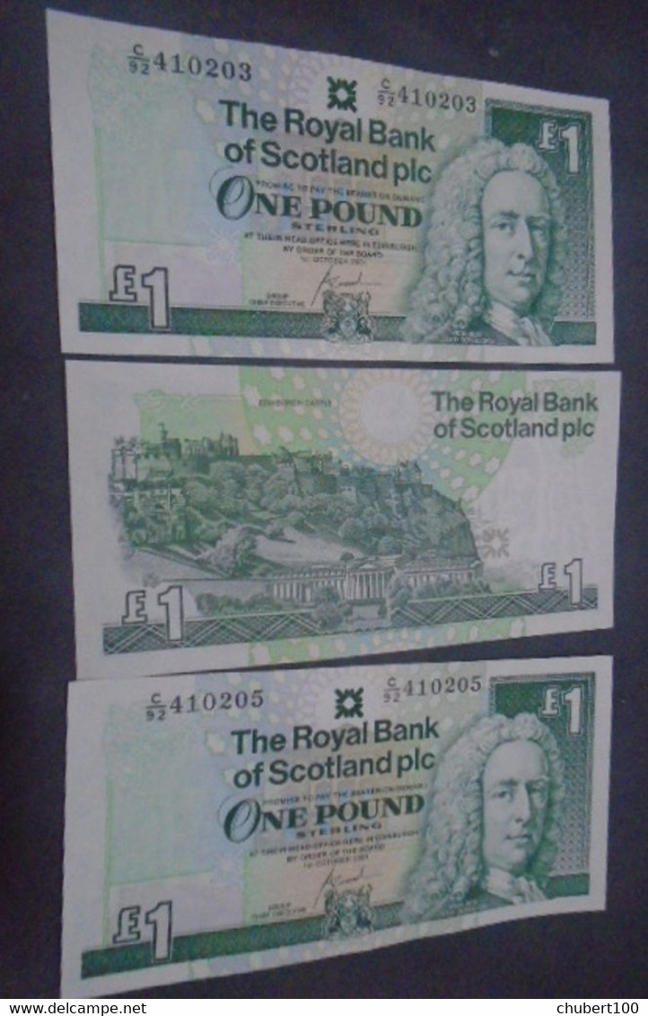 SCOTLAND,  P 351e , 1 Pound , 2001 , UNC , Neuf, 3 Notes - 1 Pound