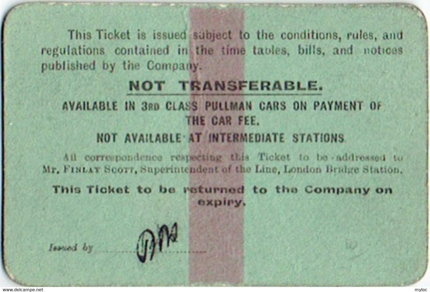 Ticket London, Brighton & South Coast Railway. 1919. Ticket Train Third Class. - Europe