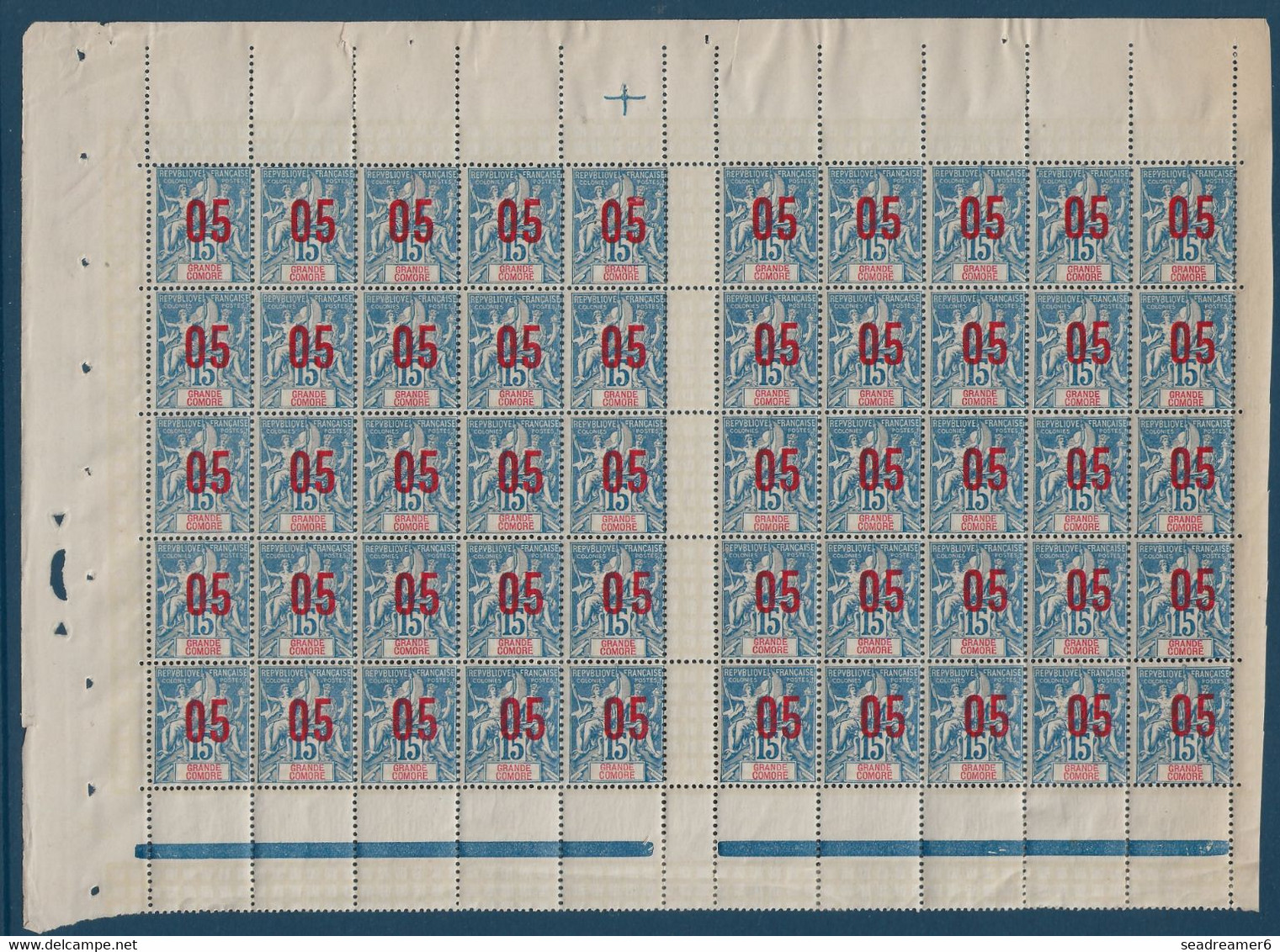 Colonies Groupe Comore Feuille Interpanneau N°22/22Aa**/* Sans Millésime Variétés Espacés,grosse Tete Case 5 10 & 35 TTB - Unused Stamps