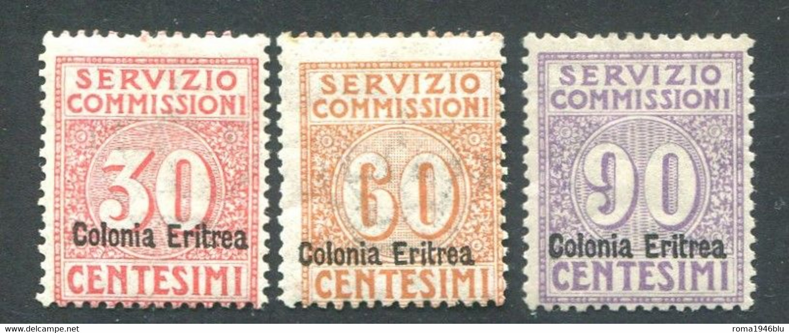 ERITREA 1916 SERVIZIO COMMISSIONI SERIE CPL.* LINGUELLA IMPERCETTIBILE - Eritrea
