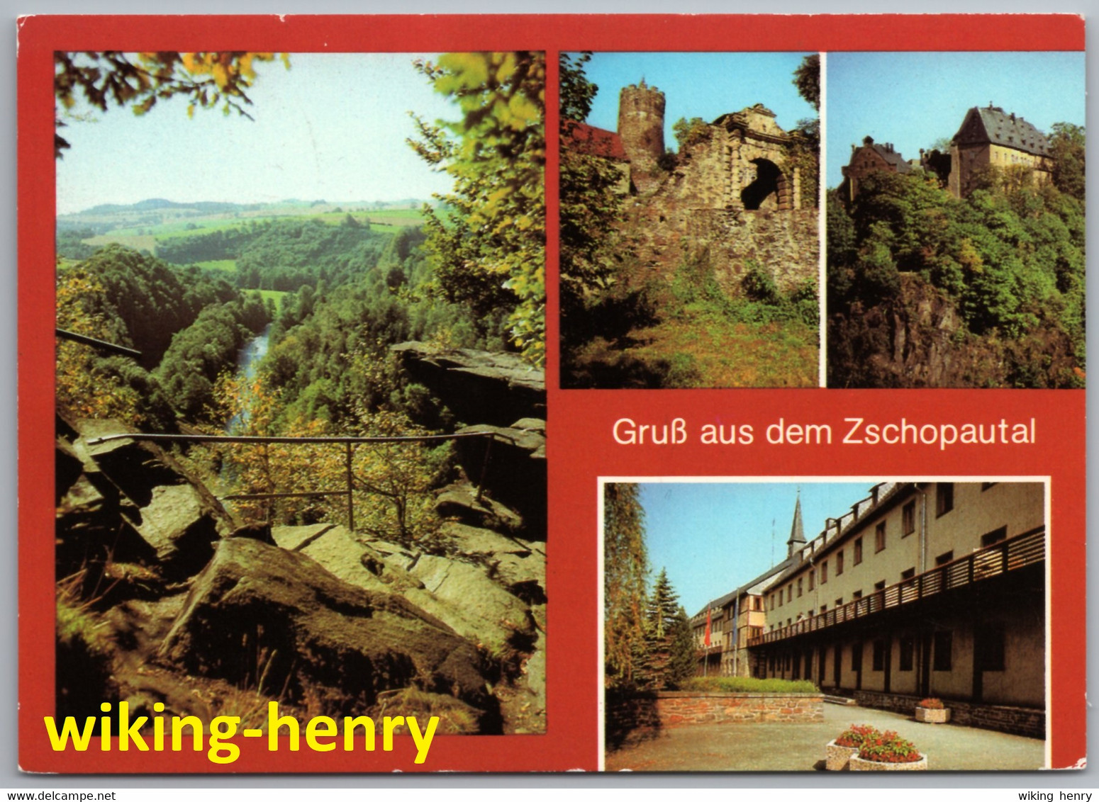 Zschopautal - Mehrbildkarte 4 Wolkensteiner Schweiz Burg Scharfenstein Schloß Wolkenstein Warmbad Bergarbeitersanatorium - Zschopau