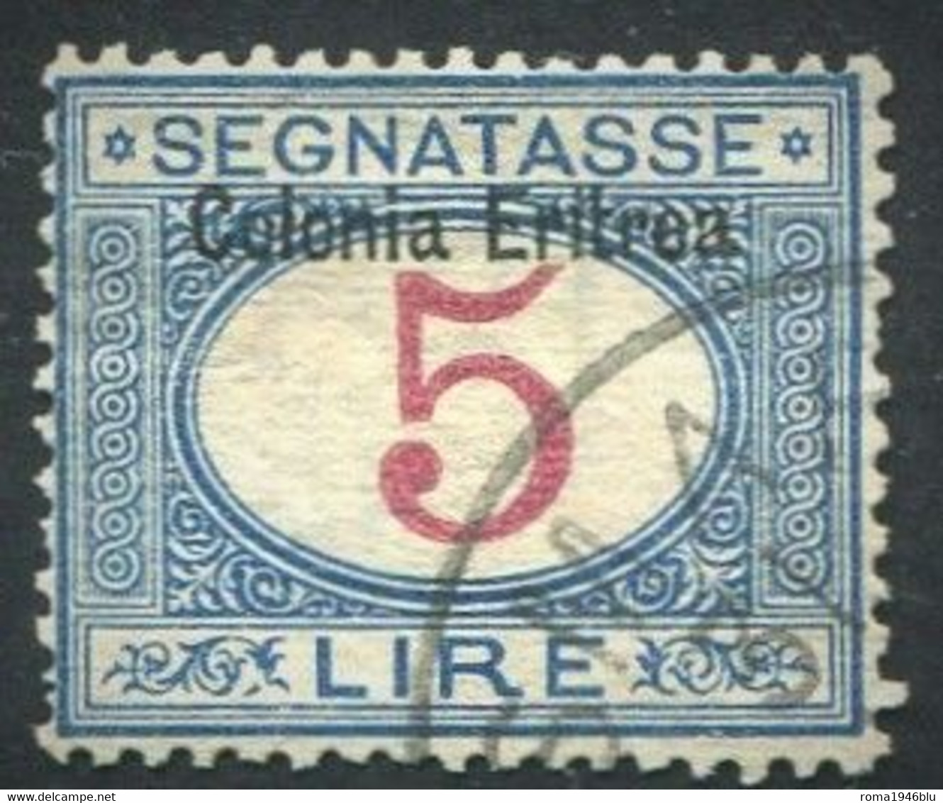 ERITREA 1903 SEGNATASSE 5 L. SASSONE N. 10 USATO CENTRATO - Erythrée