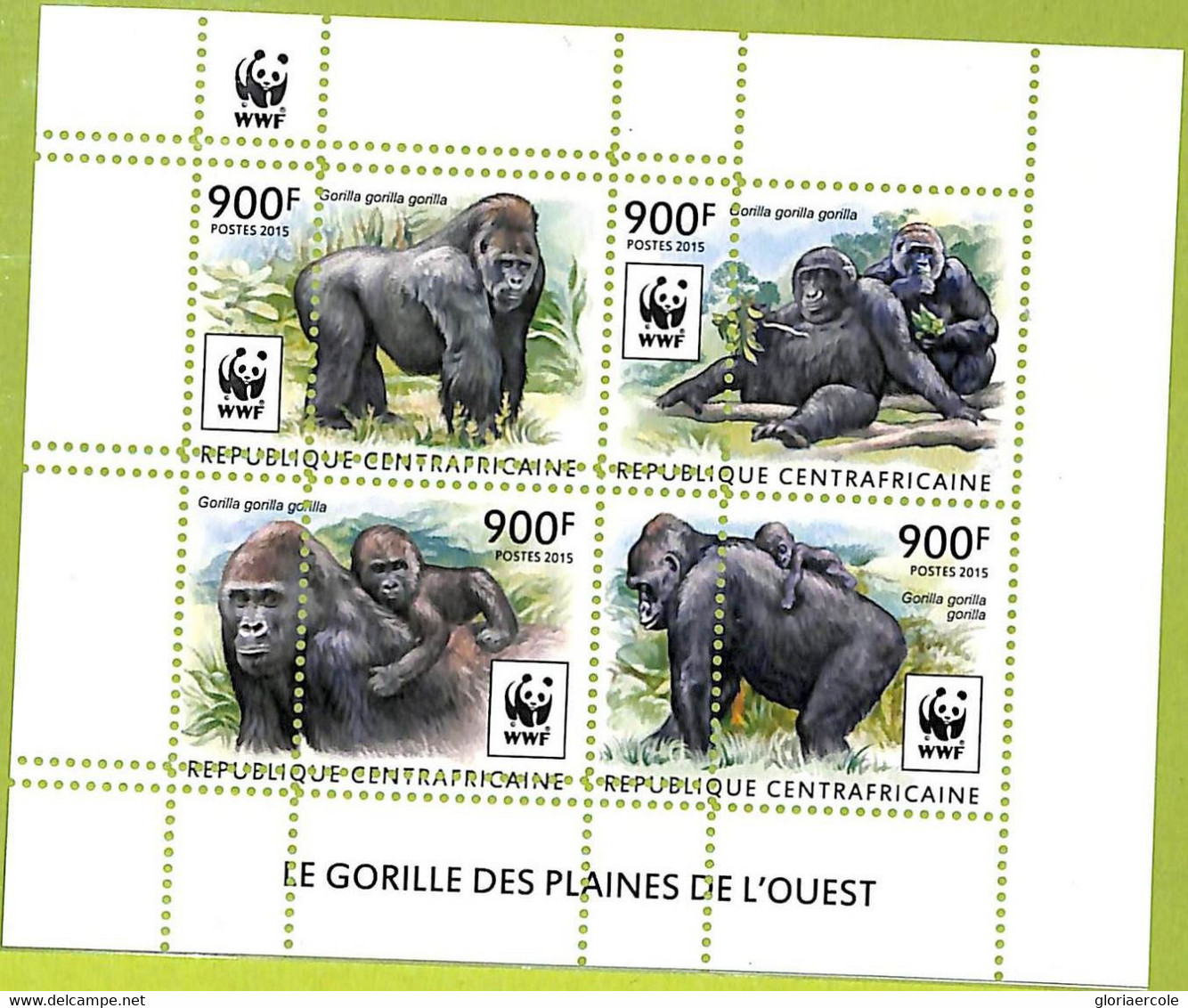 A7581 - CENTRAFRICAINE-ERROR MISPERF -Stamp Sheet -WWF -2015- ANIMALS : GORILLAS - Gorilles