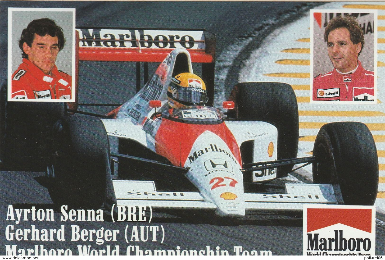 AUTOCOLLANT  FORMULE 1  AYRTON SENNA  GERHARD BERGER   15 X 10 CM - Automobile - F1