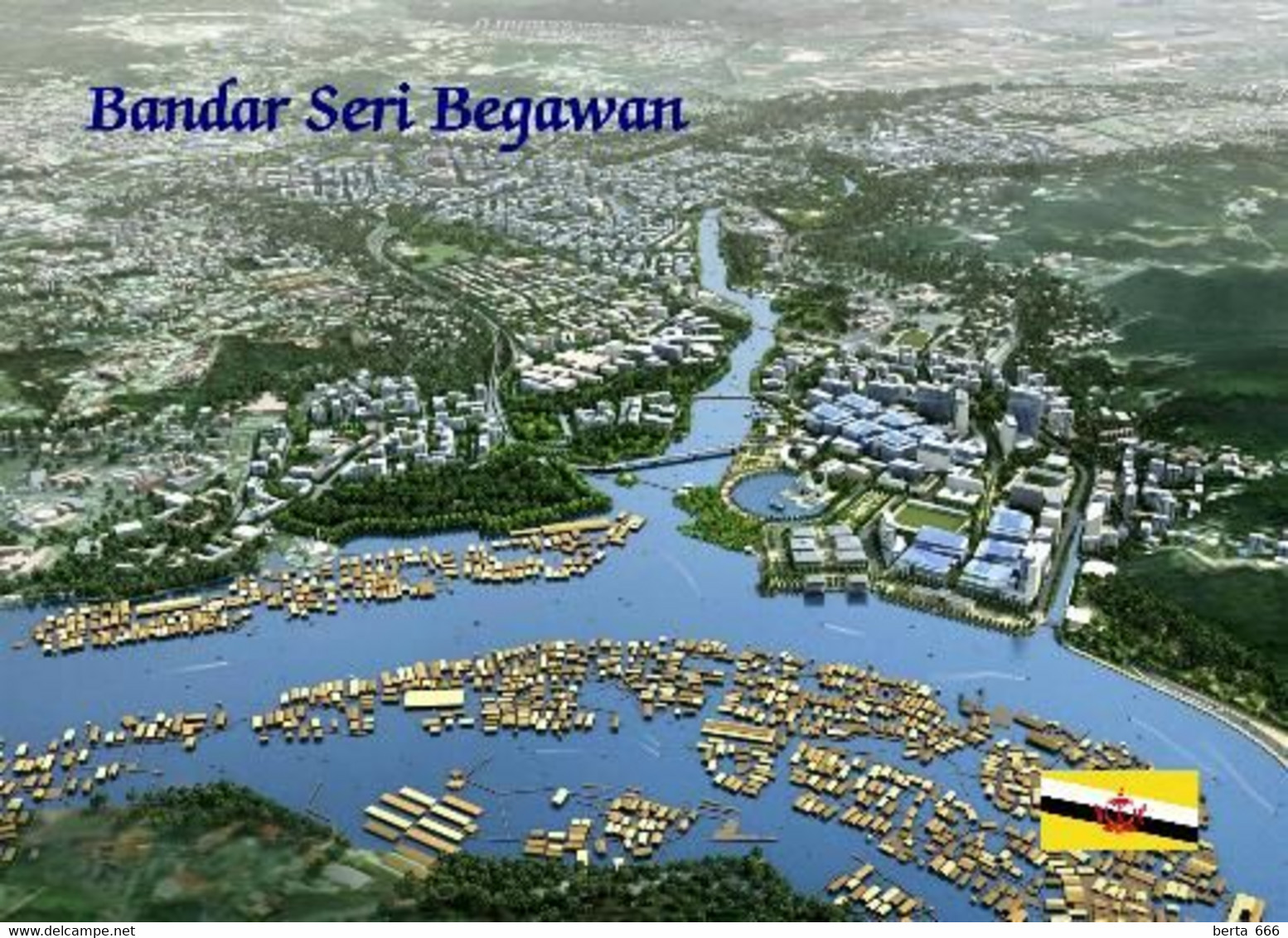 Brunei Bandar Seri Begawan Aerial View New Postcard - Brunei
