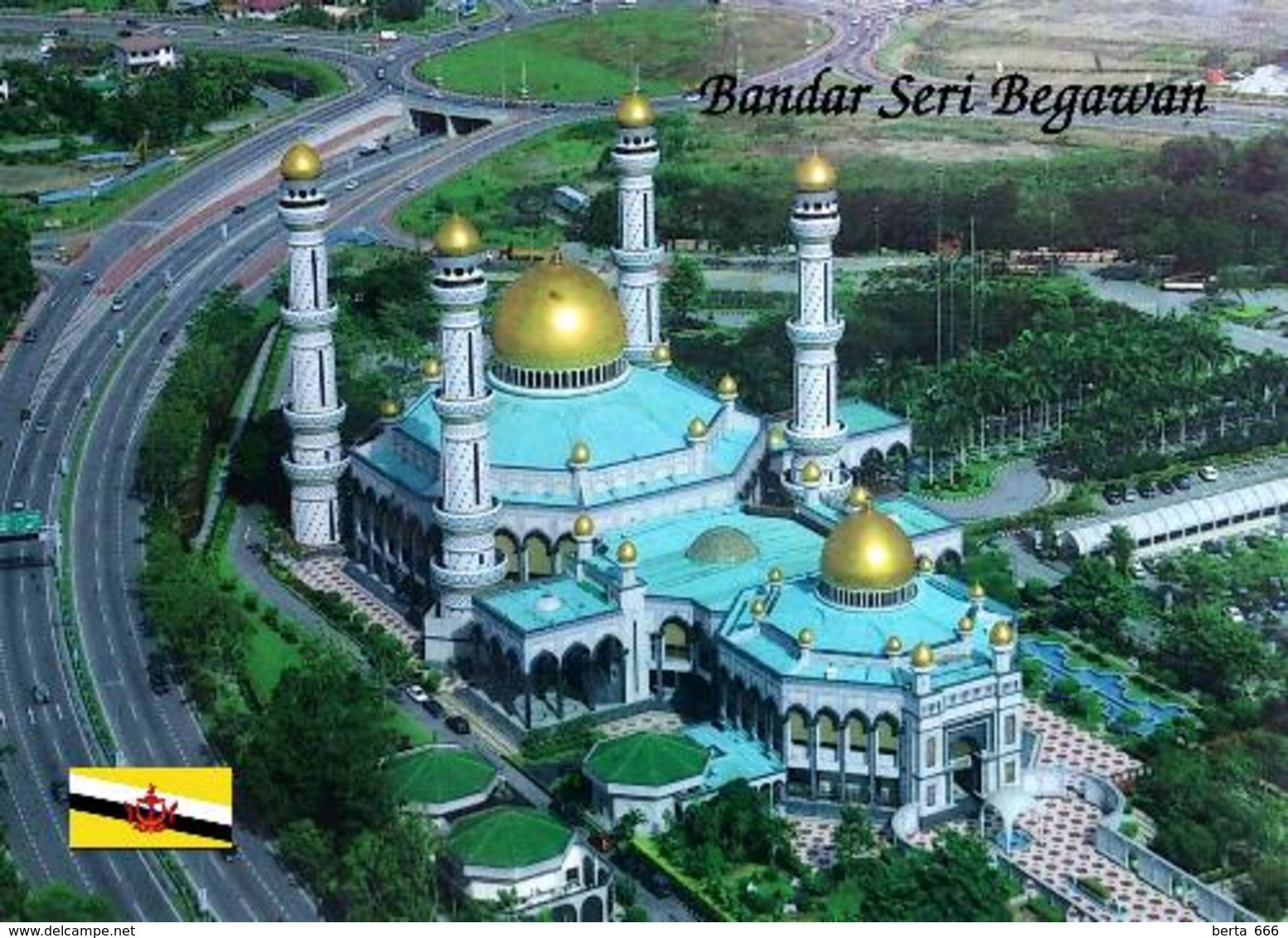 Brunei Bandar Seri Begawan Bolkiah Mosque Aerial View New Postcard - Brunei