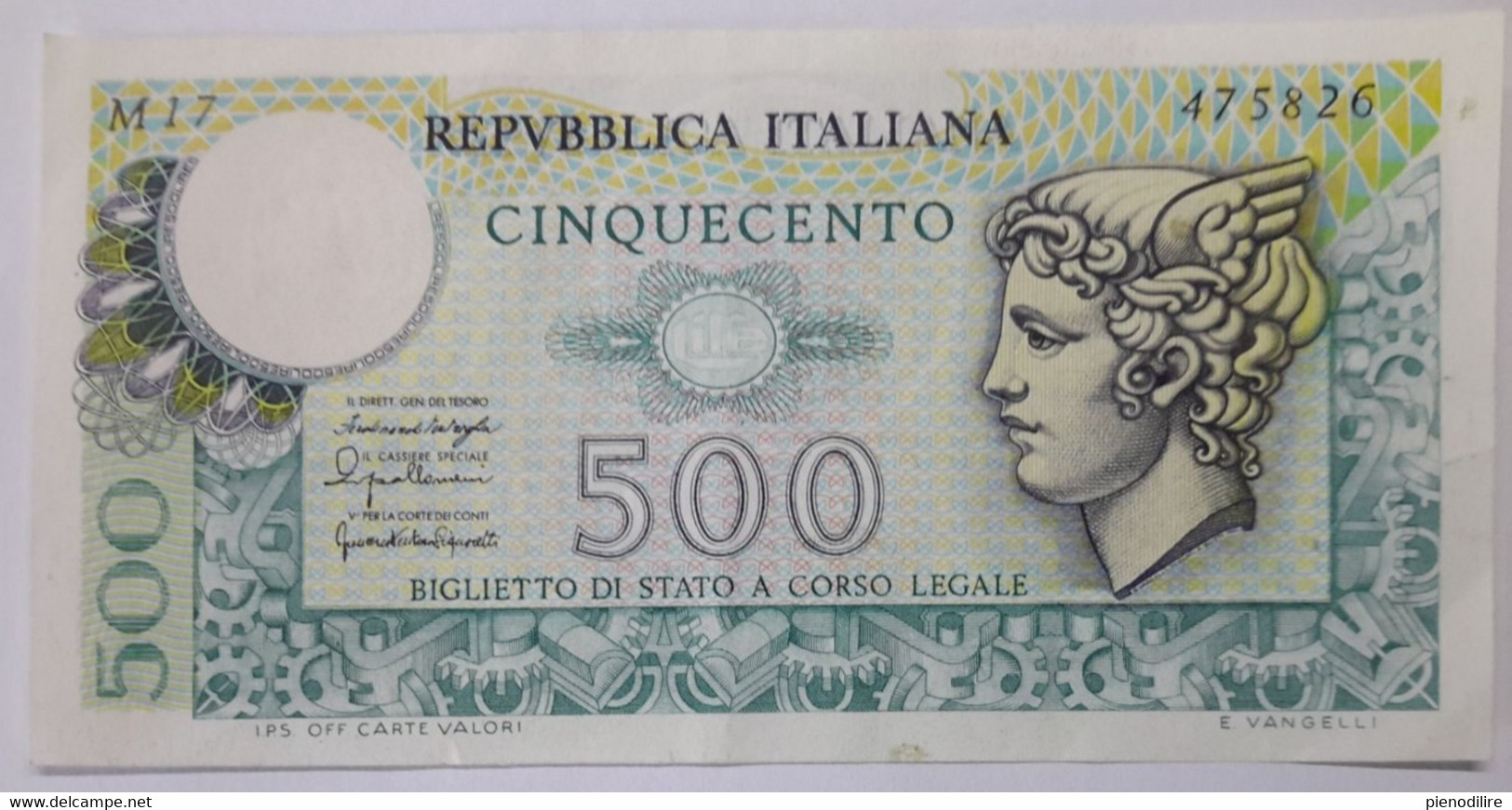 R.I. 20/12/1976 Roma - Biglietto Di Stato Da 500 Lire - Mercurio - 500 Lire