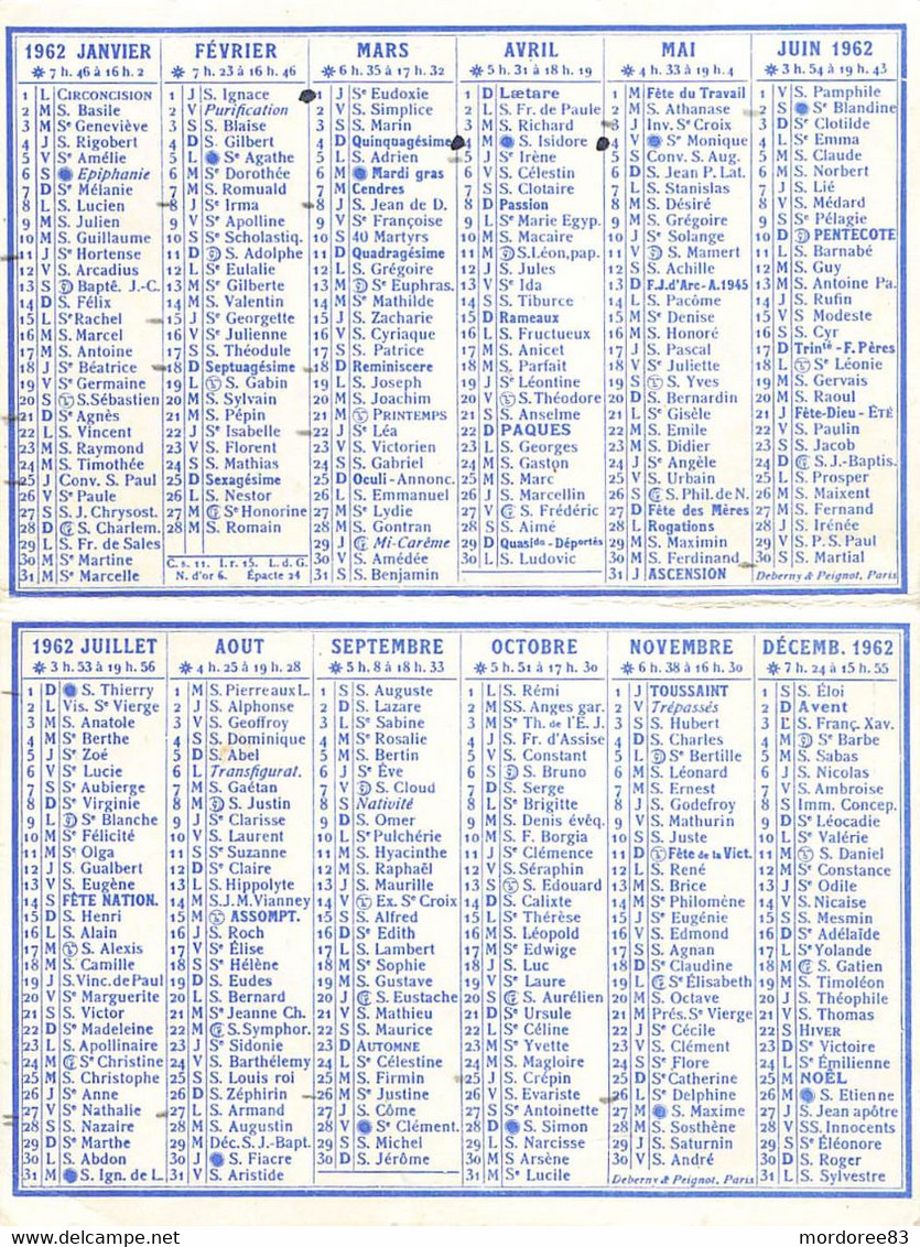 CALENDRIER 1962 LA STATION DE COURCHEVEL VERSO PUB MODERN HOUSE TOULON - Petit Format : 1961-70
