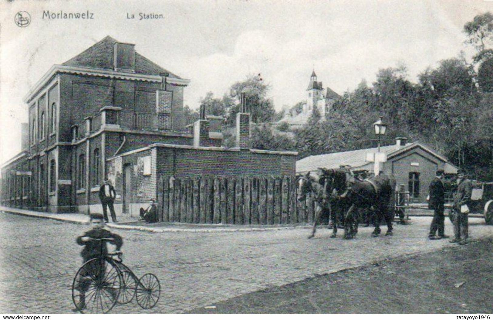 Morlanwelz La Station Cycliste Attelage Avec Chevaux Voyagé En 1906 - Morlanwelz