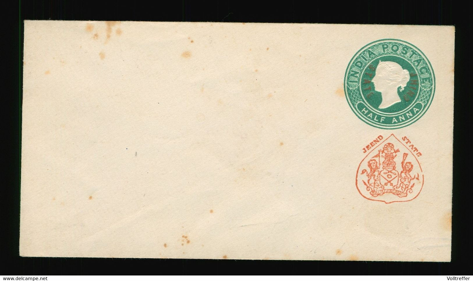 Ganzsache Umschlag Envelope Indien India Postage Stempel Jeend State Jhind State Half Anna - Covers