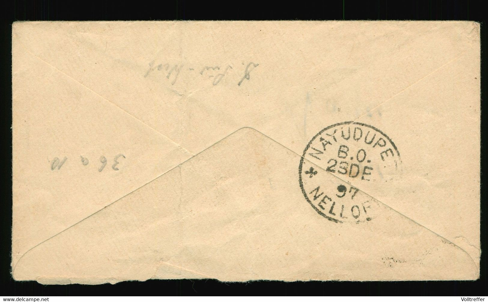 Ganzsache Umschlag 1897 Envelope Indien India Postage, Stempel Naidupet Or Naidupeta,  Half Anna - Enveloppes