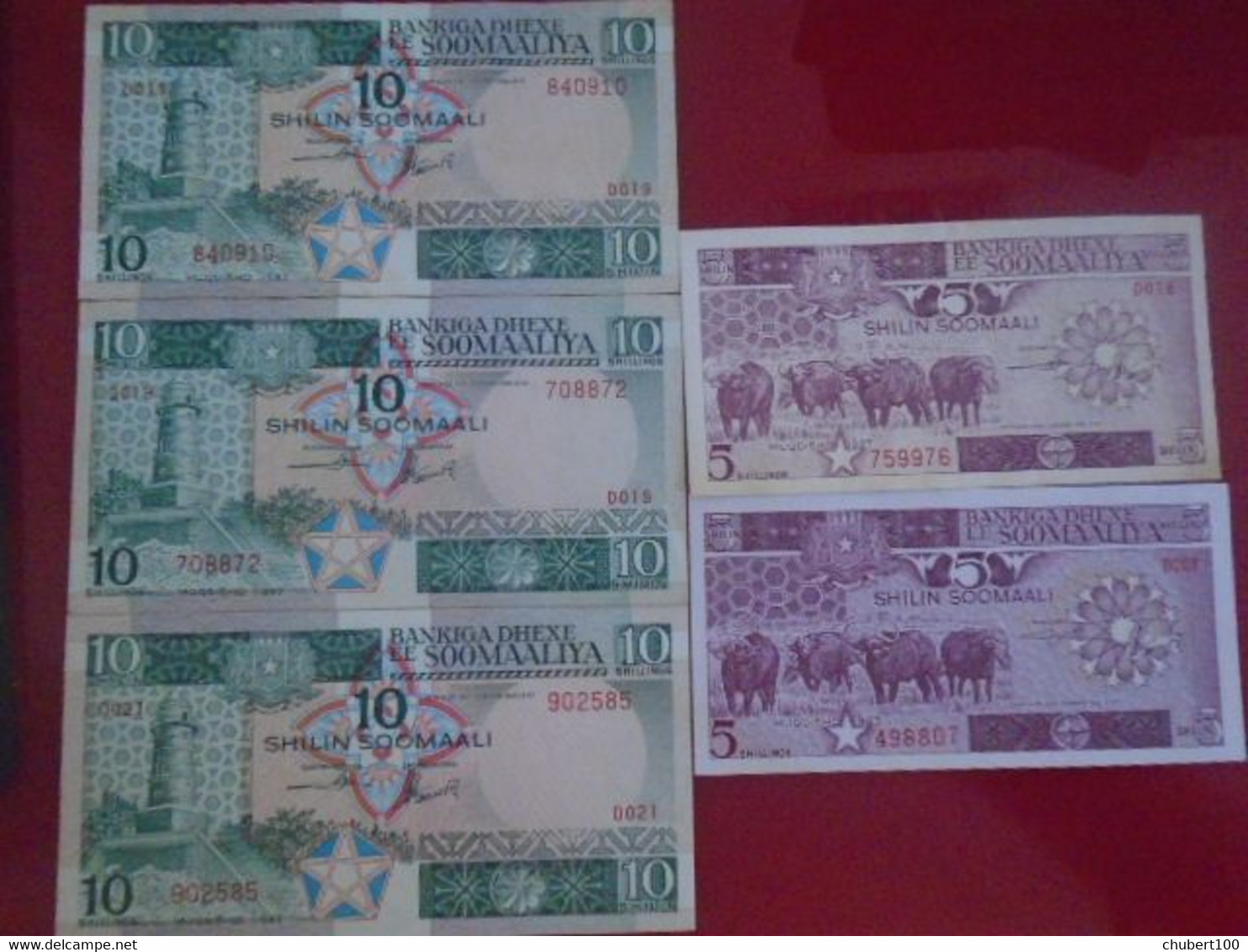 SOMALIA , P 31a + 31c + 32c,  5+ 10 Shillings , 1983 1987  , AU + UNC , Presque Neuf , 5 Notes - Somalia